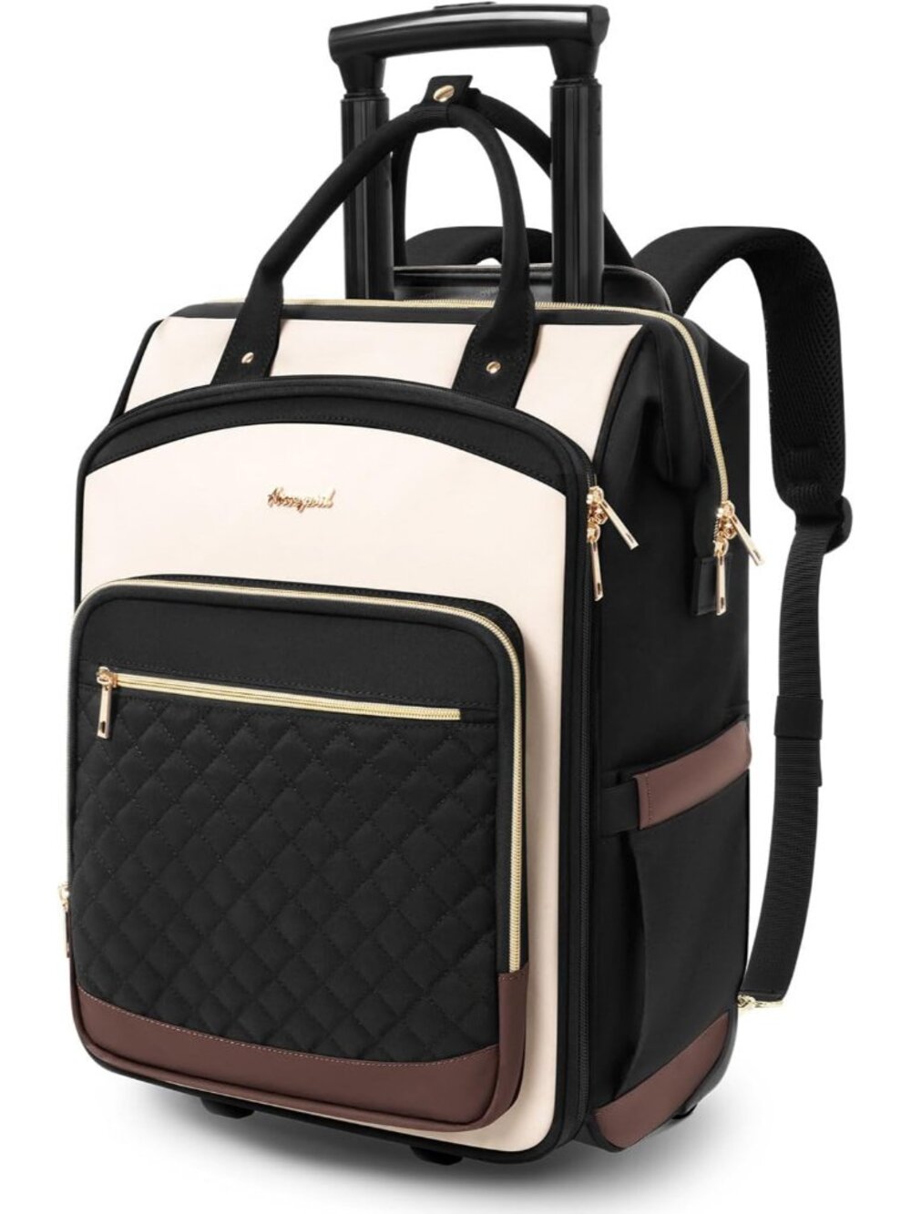Rolling Backpack for Women, Travel Backpack with Wheels, Dual-Opening Wheeled La